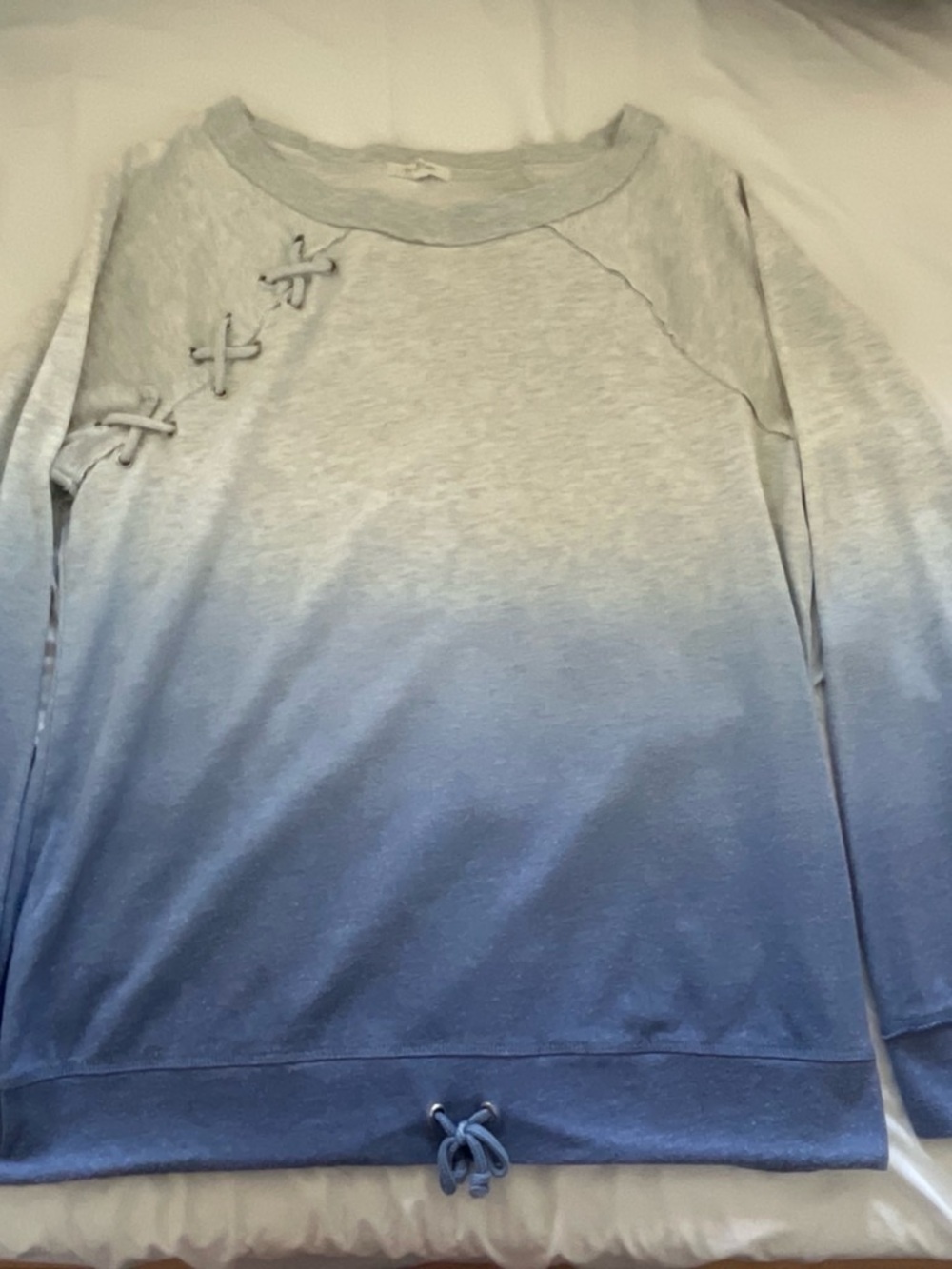 Maurices Light Gray and White Ombre Crewneck Sweatshirt